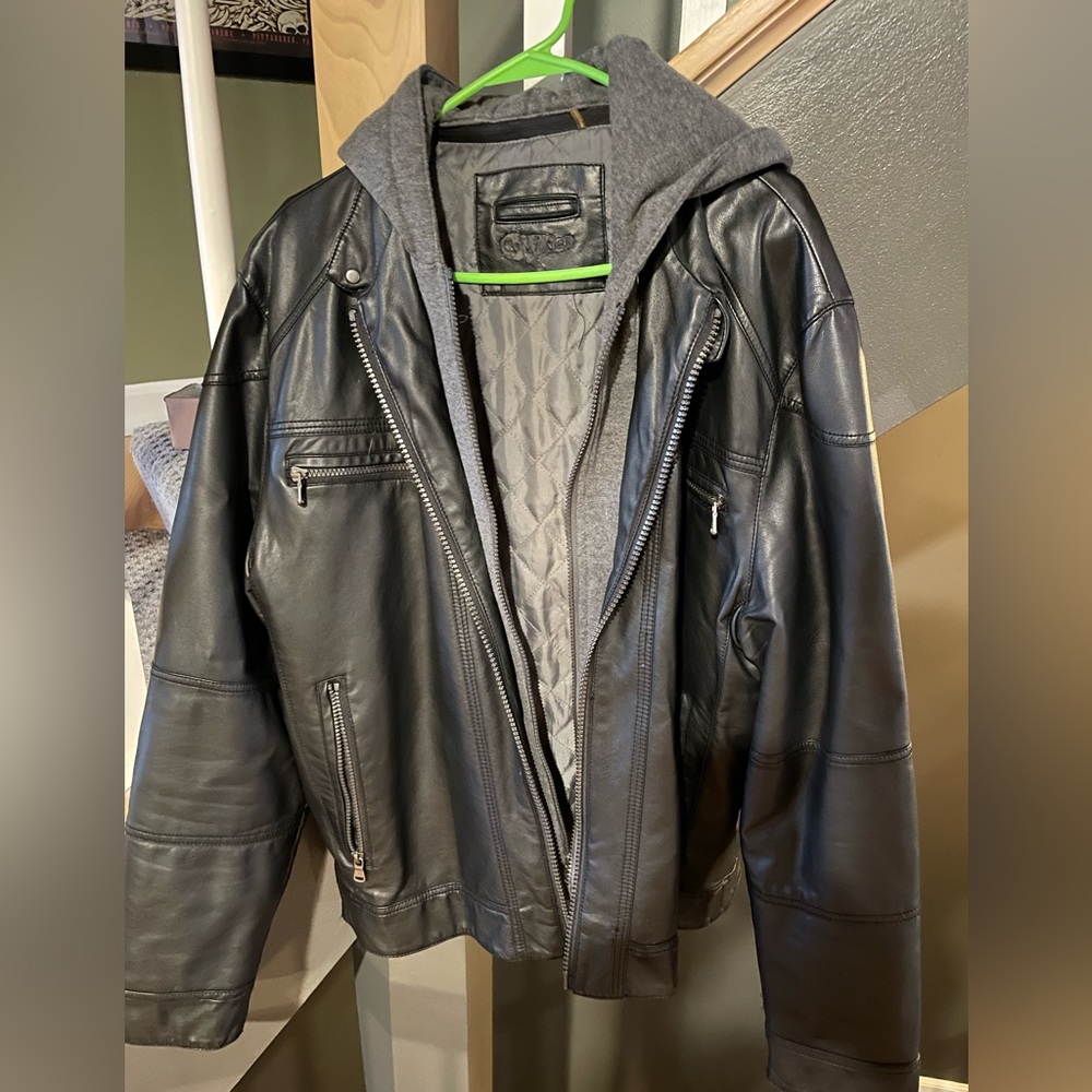 Calvin Klein Faux Leather Hooded Jacket